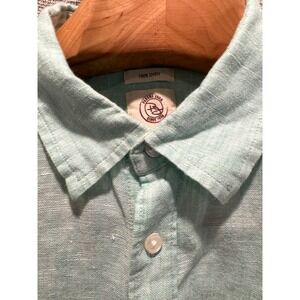 Panama Jack Shirt Men's XL Aquamarine Linen Short Sleeve Button Up Resort Wear